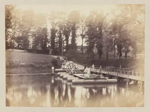 Construction of Bridge with Blanchard's Pontoons, by The Photographic Establishment of the War Department