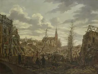 The Rapenburg in Leiden three Days after the Explosion of the Gunpowder-Ship on 12 January 1807, by Johannes Jelgerhuis