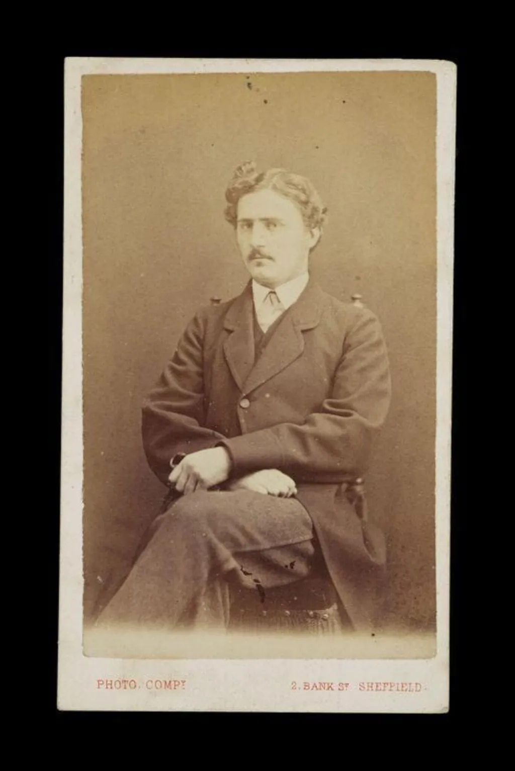 portrait of a man sat in a chair, by The Sheffield Photographic Company, photographic, 1850