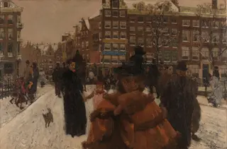 The Singel Bridge at the Paleisstraat in Amsterdam, by George Hendrik Breitner