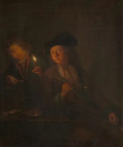 The Smoker (A Man with a Pipe and a Man Pouring a Beverage into a Glass)