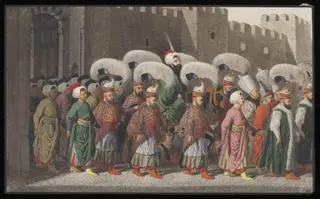 The Sultan riding out in procession to Friday Prayers