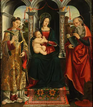 The Virgin and Child enthroned with St. Stephanus and St. Jerome