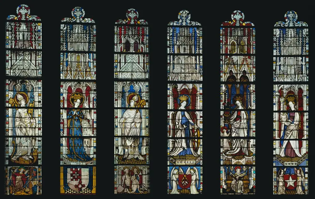 The Virgin Mary and Five Standing Saints above Predella Panels