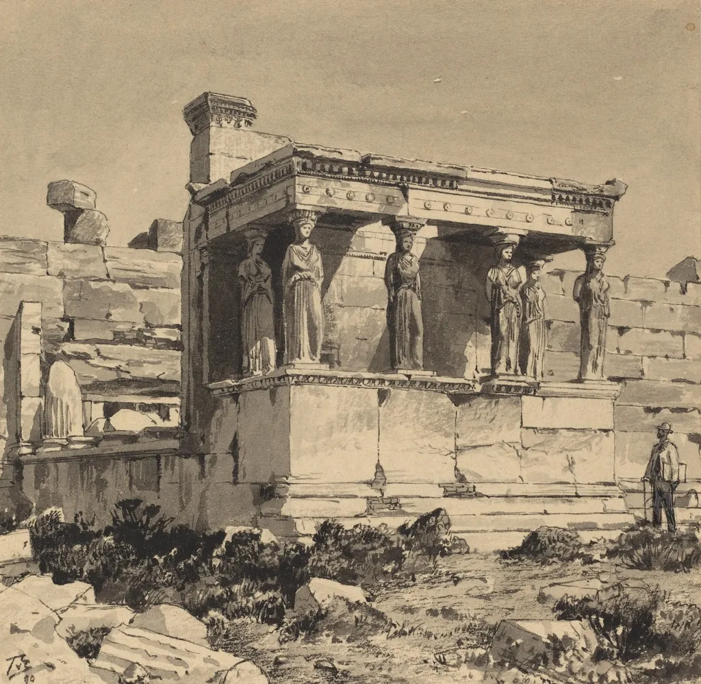 Erechtheion, by Themistocles von Eckenbrecher, ink, 1890