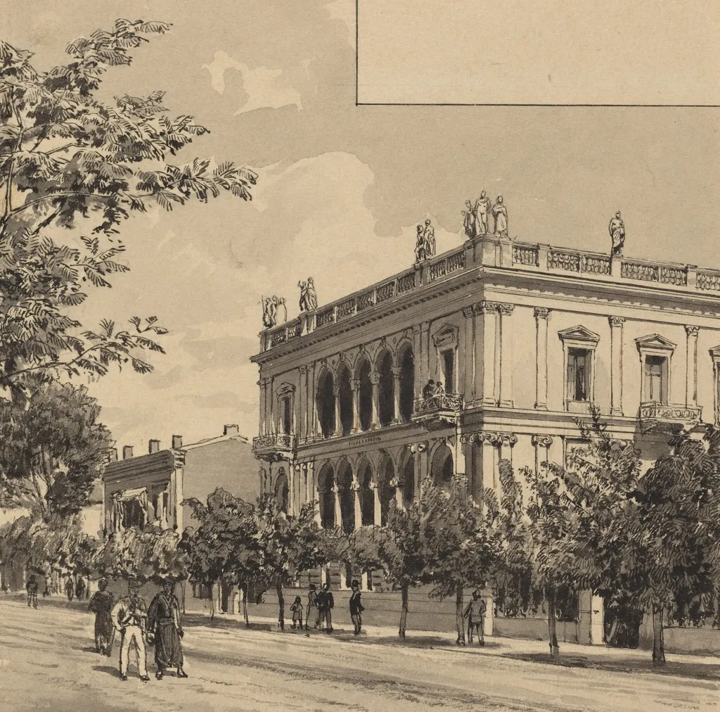House of Heinrich Schliemann, by Themistocles von Eckenbrecher, ink, 1890