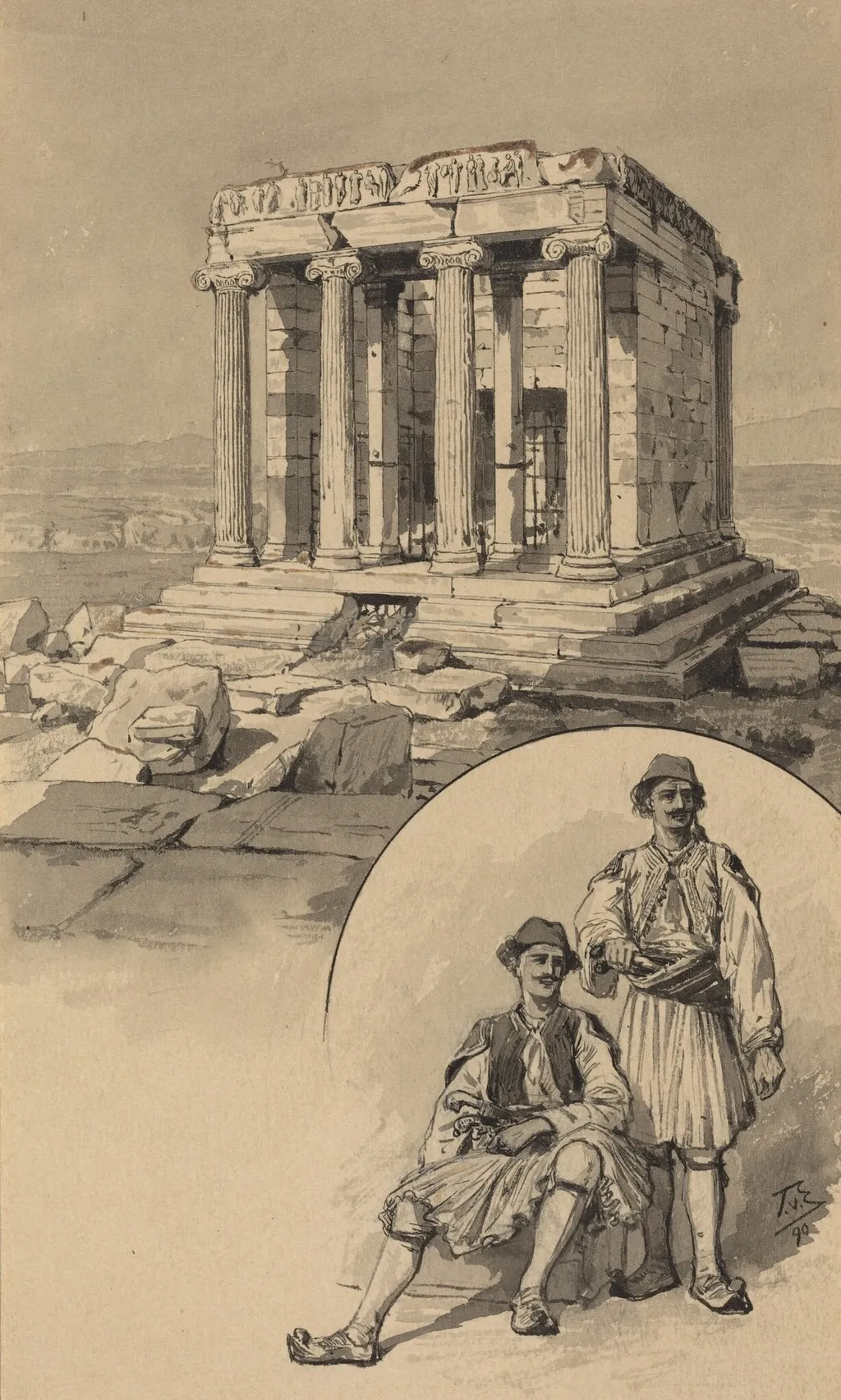 Nike Temple, by Themistocles von Eckenbrecher, ink, 1890