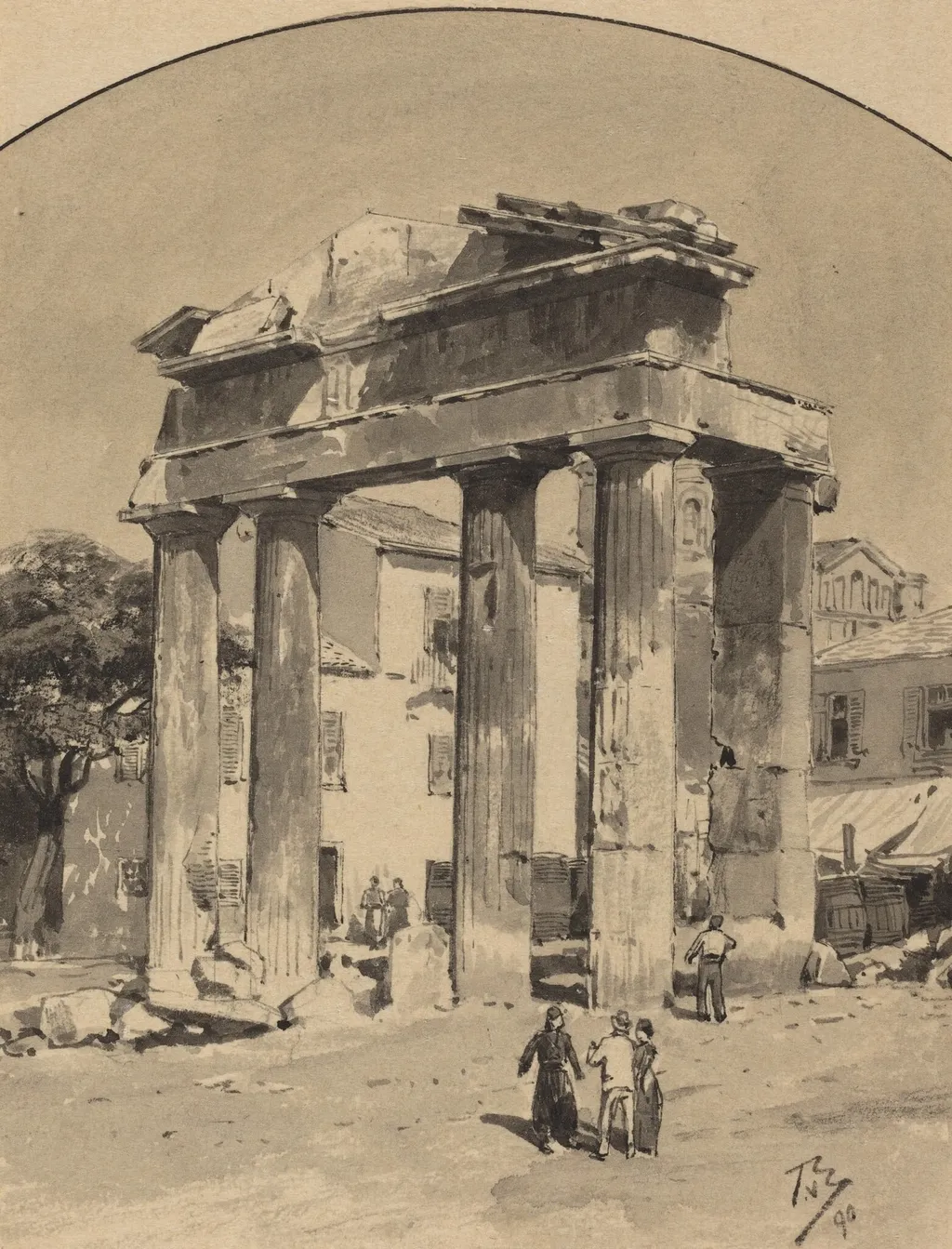 Old Market Gate, by Themistocles von Eckenbrecher, ink, 1890