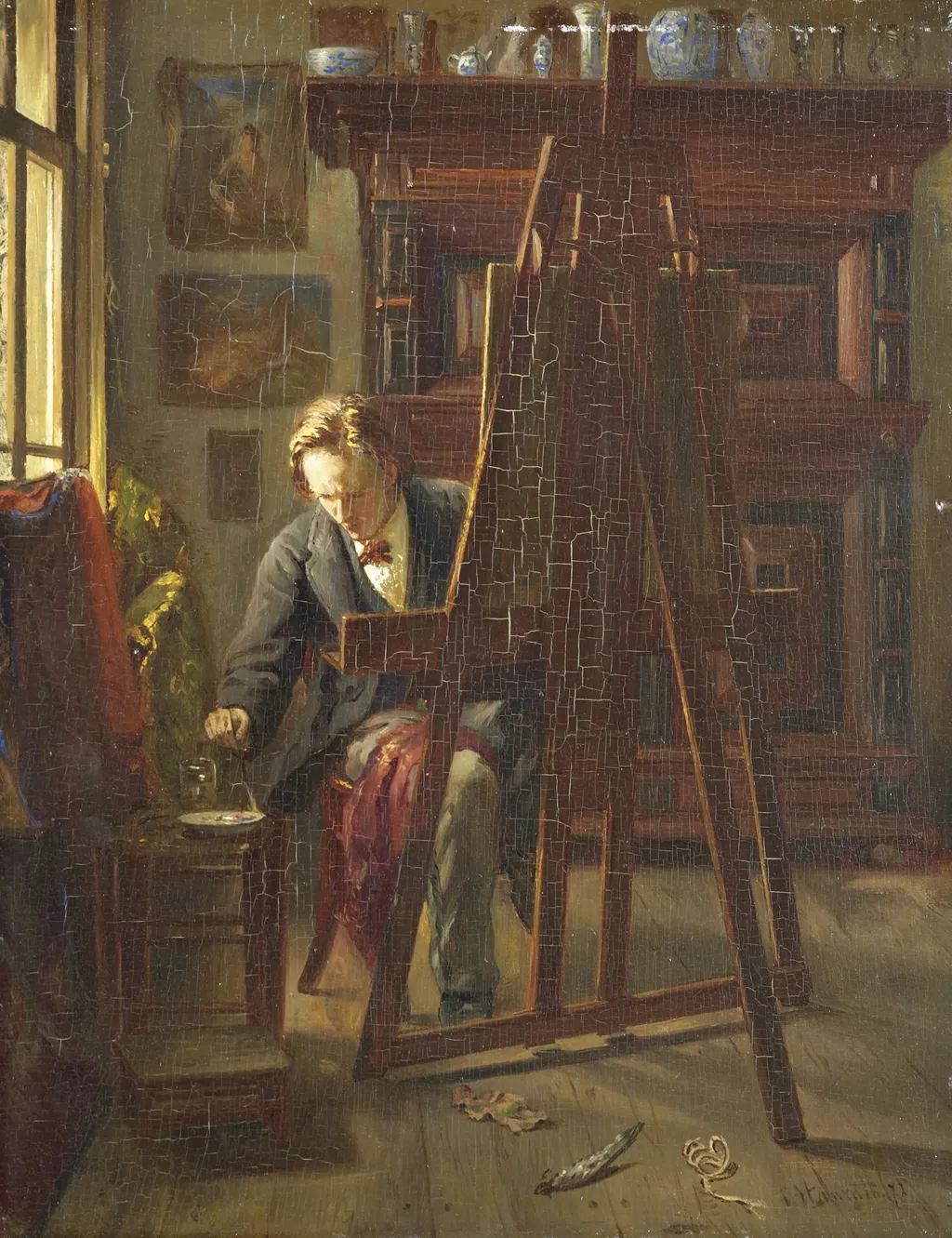 The Artist George Jan Hendrik Poggenbeek in His Studio, by Theo Hanrath, oil, 1872