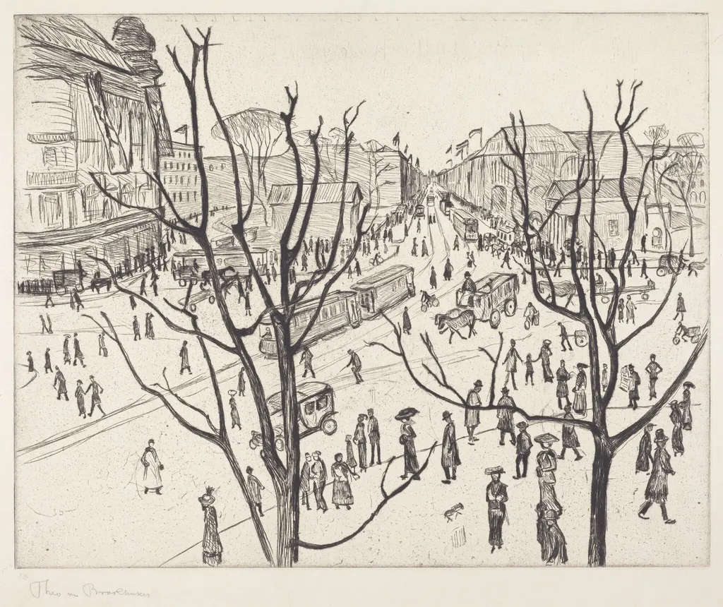 City Square, by Theo von Brockhusen, ink, 1900