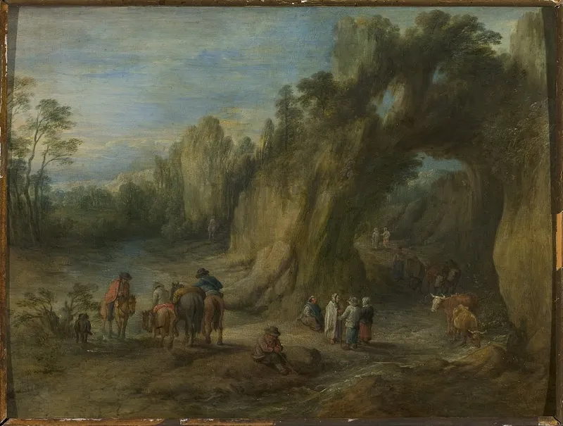 Rocky landscape, by Théobald Michau, oil