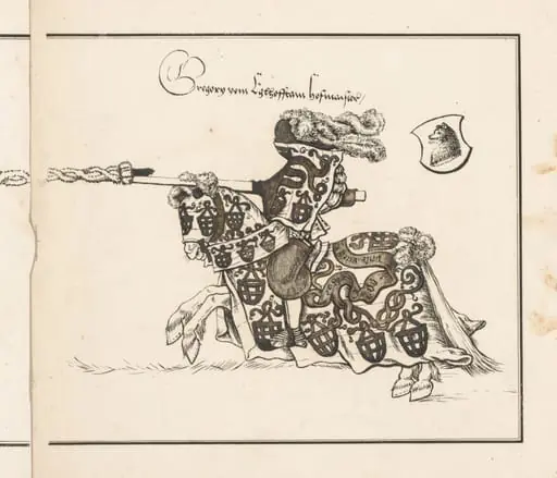 Book on Tournaments: Jouster Facing Left, by Theobald Senefelder