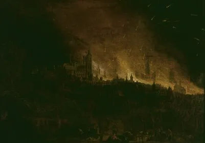 Bombardment of Brussels in 1695, by Theodoor van Heil, oil