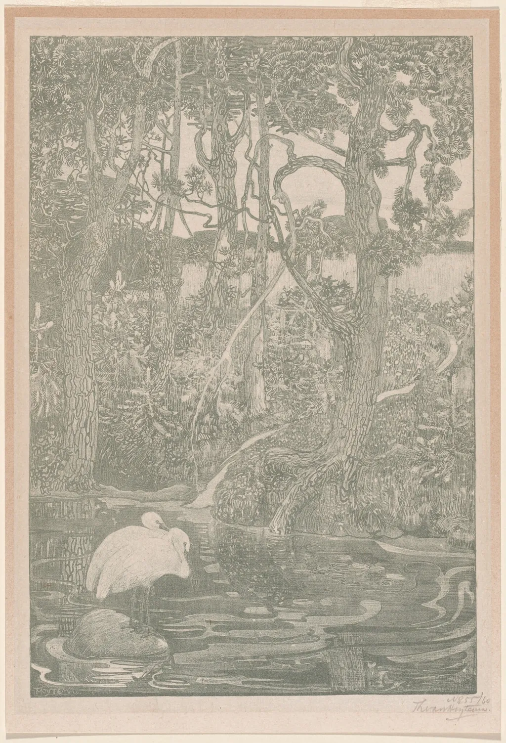 Bosidylle (Woodland Idyll), by Theodoor van Hoijtema, ink, 1898