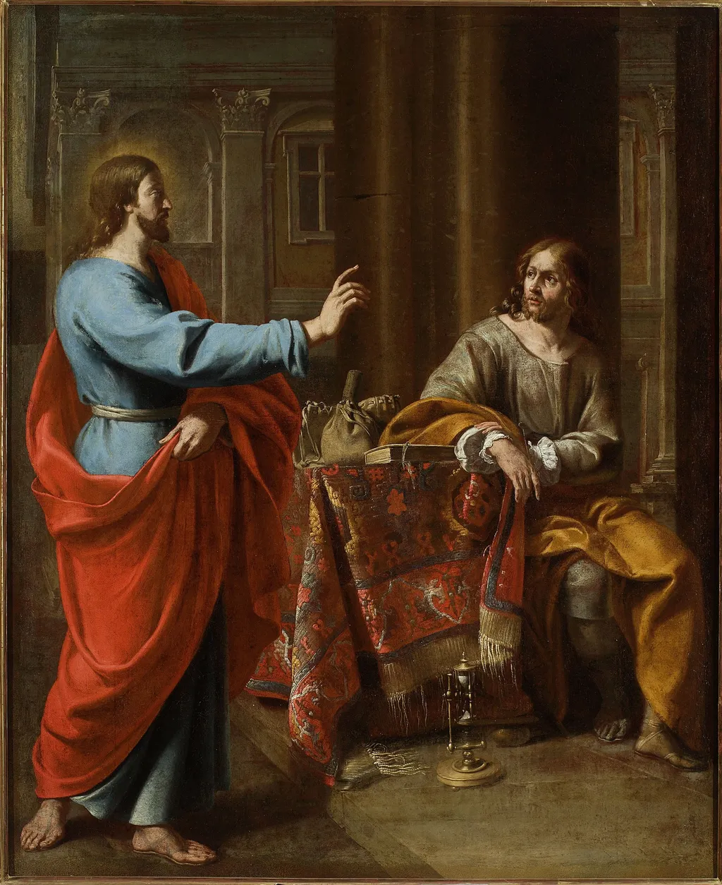 Calling of St. Matthew (Matthew 9:9, Mark 2:14, Luke 5:27-28), by Theodoor van Loon, oil, 1620