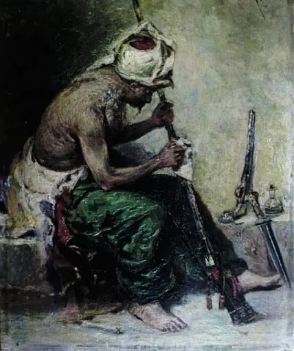 Arab curățindu-și arma, by Theodor Aman