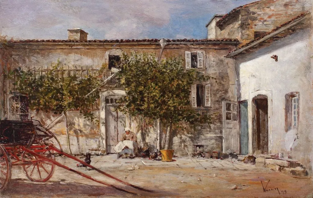 Curte interioară la Contrexéville, by Theodor Aman, unspecified, 1879