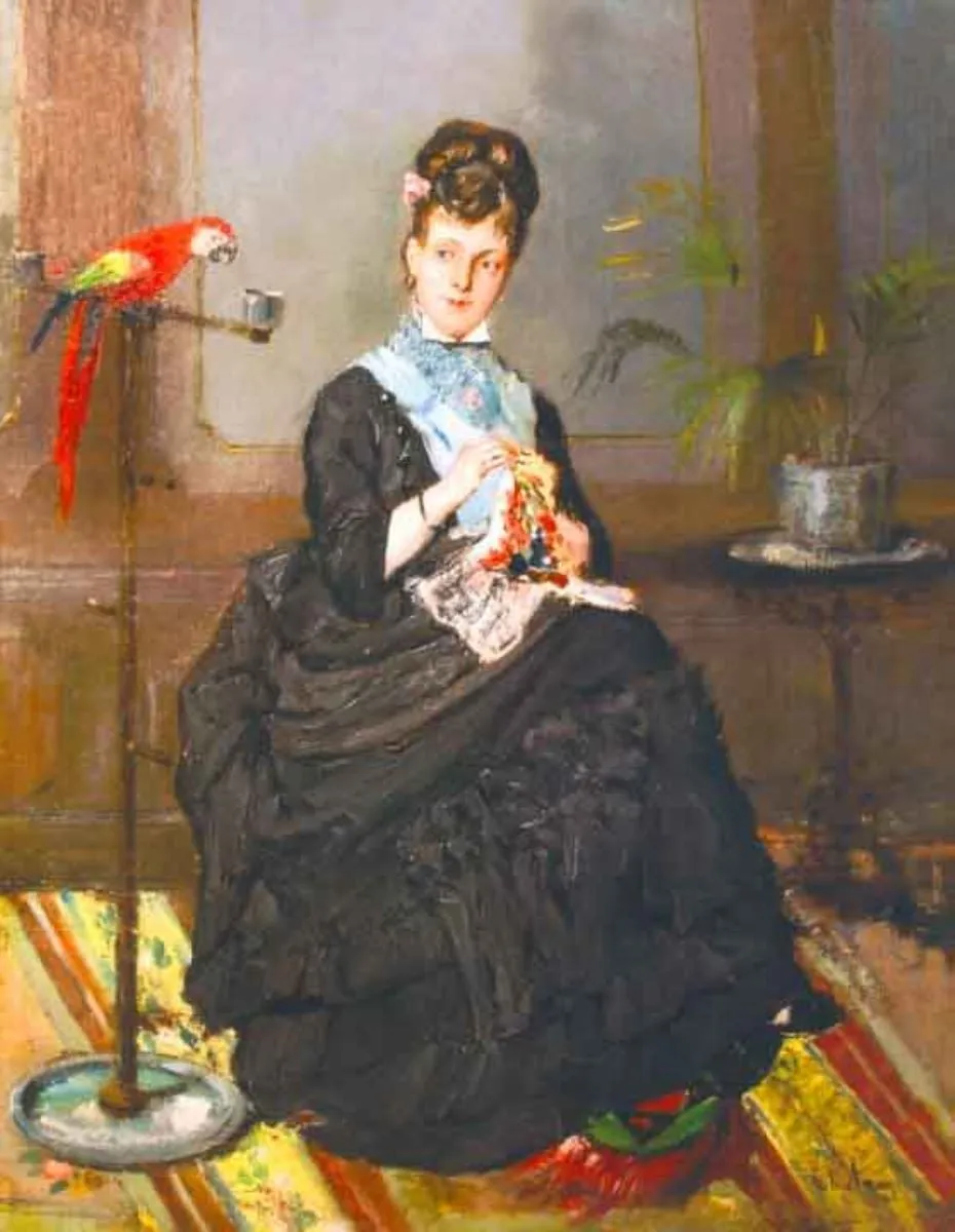 Doamna cu papagal, by Theodor Aman, unspecified, 1871
