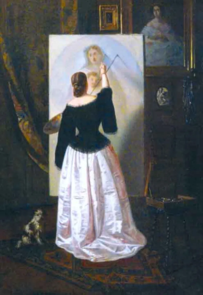 Doamnă pictând, by Theodor Aman, unspecified, 1862