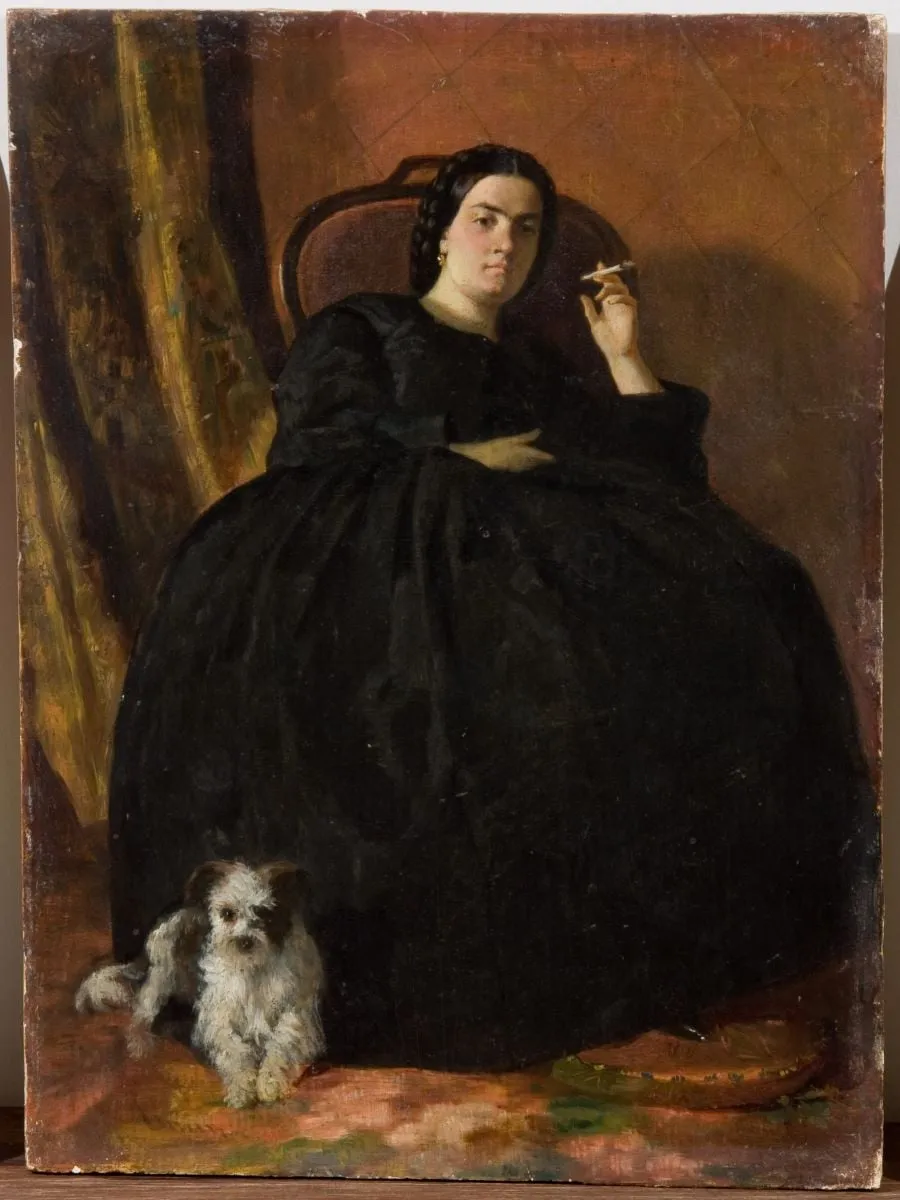 Femeia cu câinele, by Theodor Aman, unspecified, 1862
