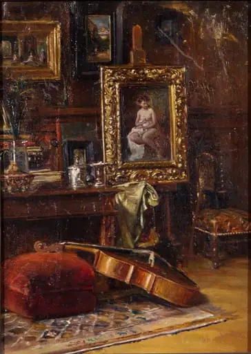 Interior cu violoncel, by Theodor Aman