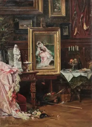 Interior de atelier, by Theodor Aman