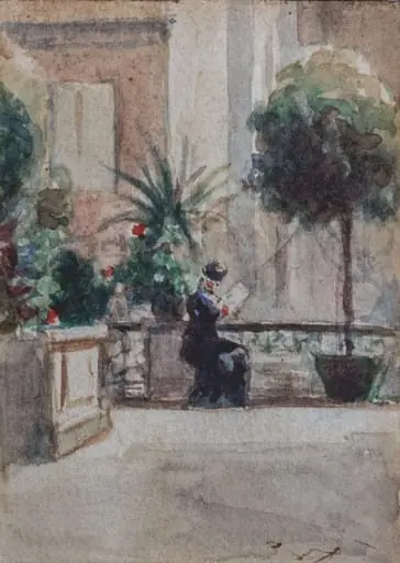 O femeie citind pe terasă, by Theodor Aman