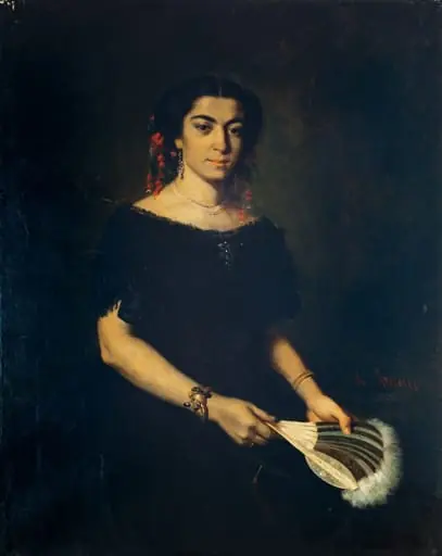 Portret cu evantai, by Theodor Aman