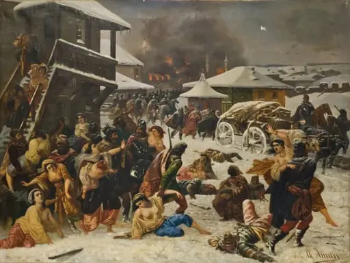 Răpirea cadânelor de ostașii lui Mihai Viteazul, by Theodor Aman