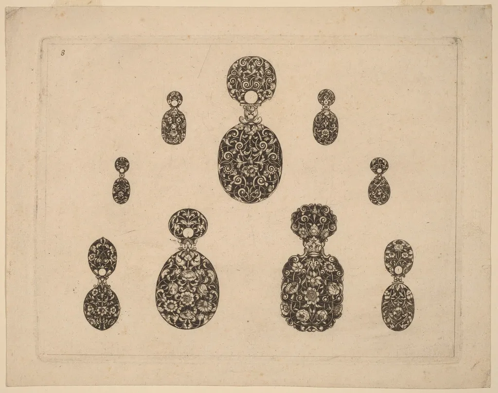Jewelry Ornament, by Theodor de Bry, ink, 1563