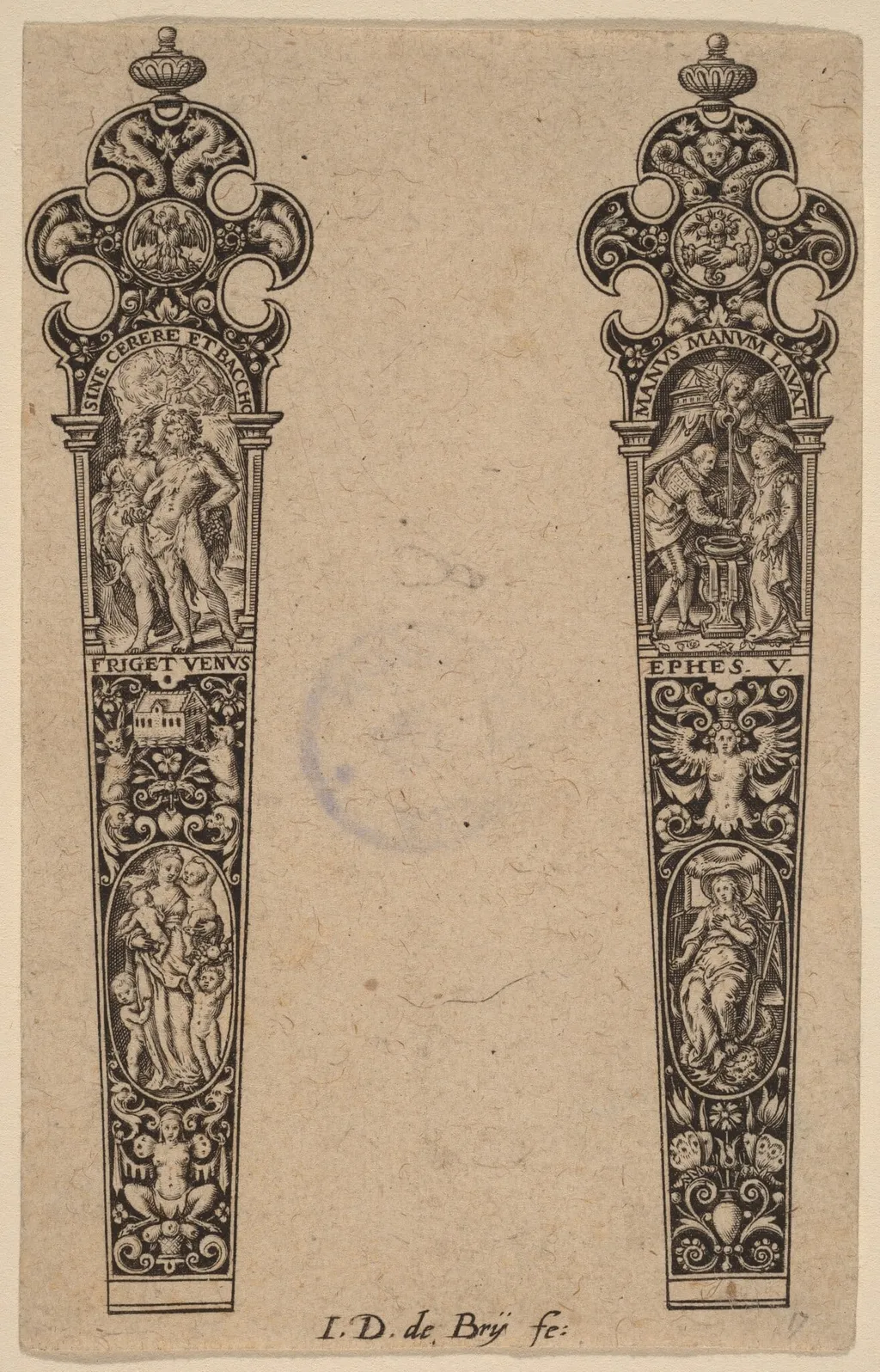 Ornament for Knife Handle, by Theodor de Bry, ink, 1563