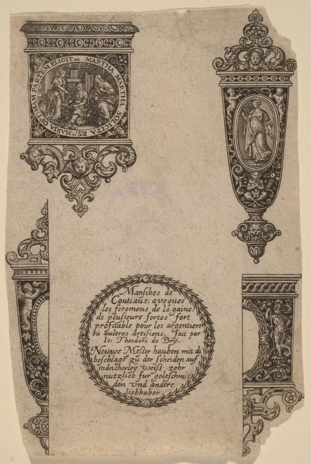 Ornament for Knife Handle, by Theodor de Bry, ink, 1563