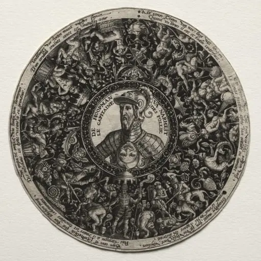 The Captain of Folly: Design for a Dish with Medallion, by Theodor de Bry