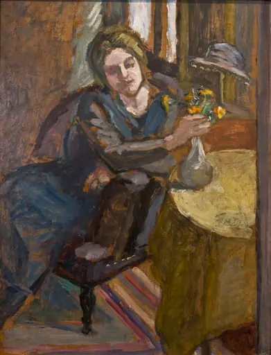 Fată și vas cu flori, by Theodor Pallady
