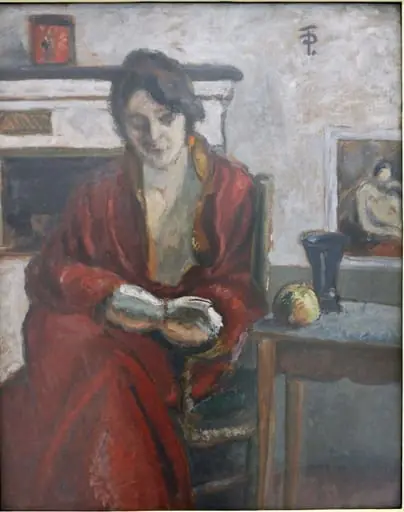 Femeie în halat roșu citind, by Theodor Pallady