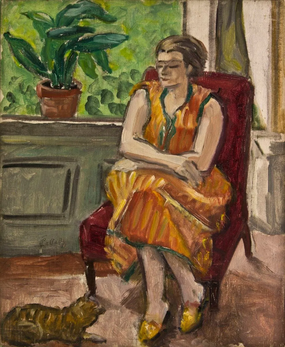 Femeie pe fotoliu cu pisică, by Theodor Pallady, unspecified