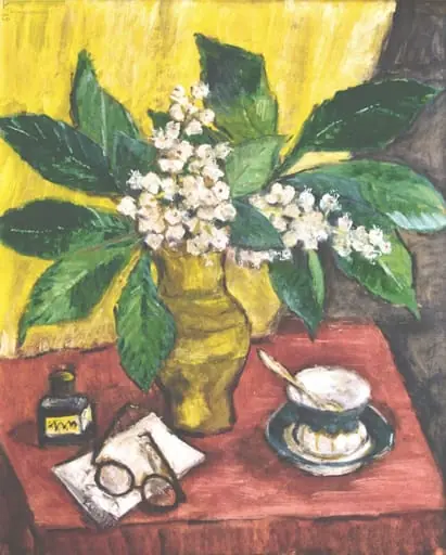 Natură moartă cu flori de castan, ceașcă și ochelari, by Theodor Pallady