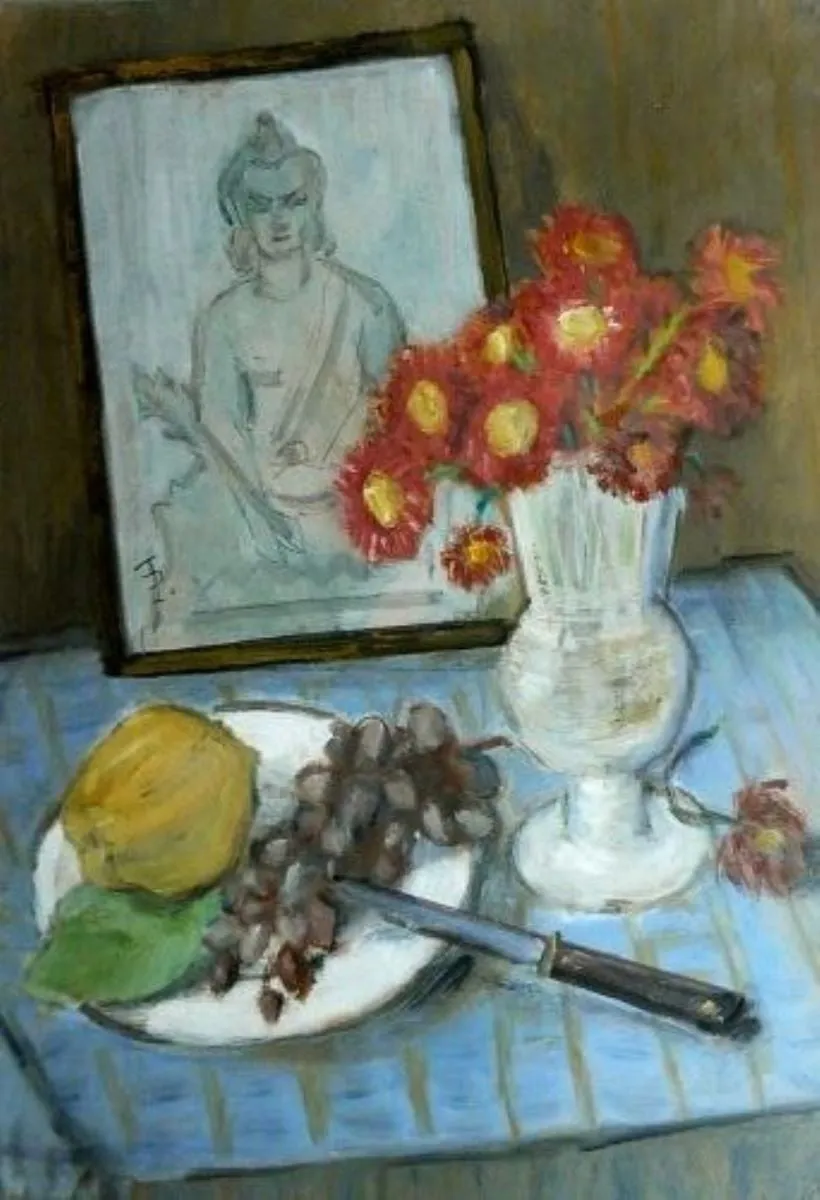 Natură statică cu flori și fructe, by Theodor Pallady, 1949
