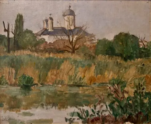 Peisaj cu biserică, by Theodor Pallady