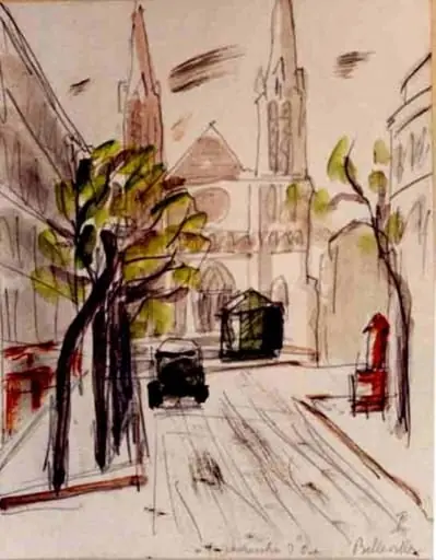 Peisaj cu catedrală (Belleville), by Theodor Pallady