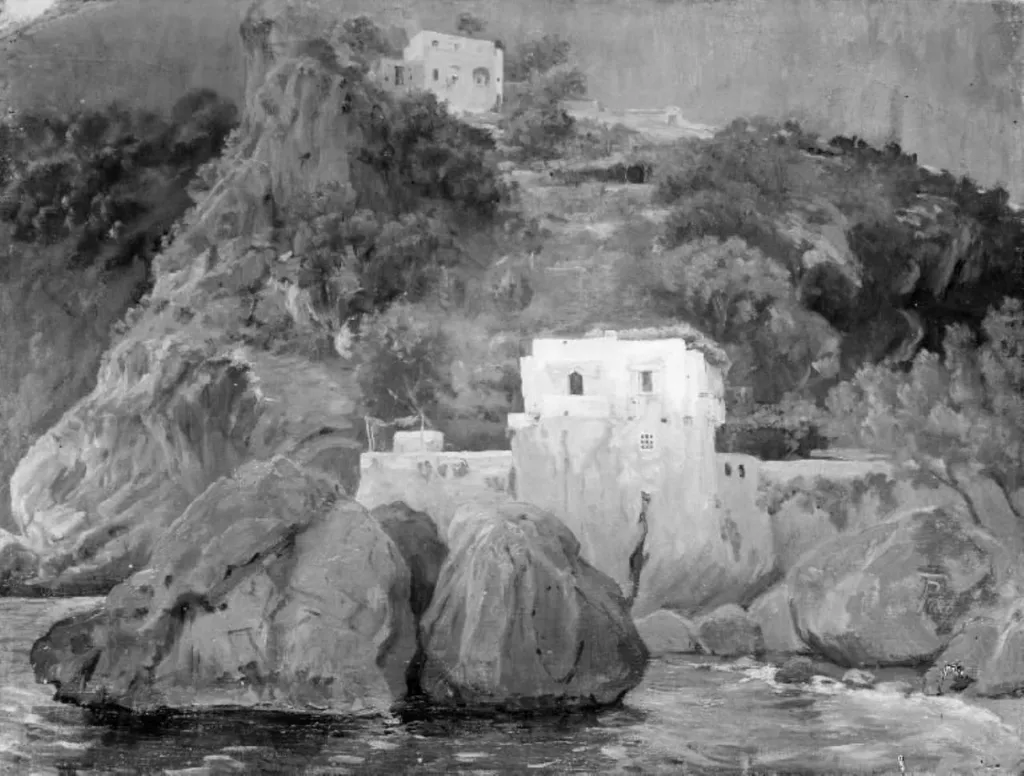 A coastline. Amalfi, Italy, by Theodor Philipsen, oil, 1890