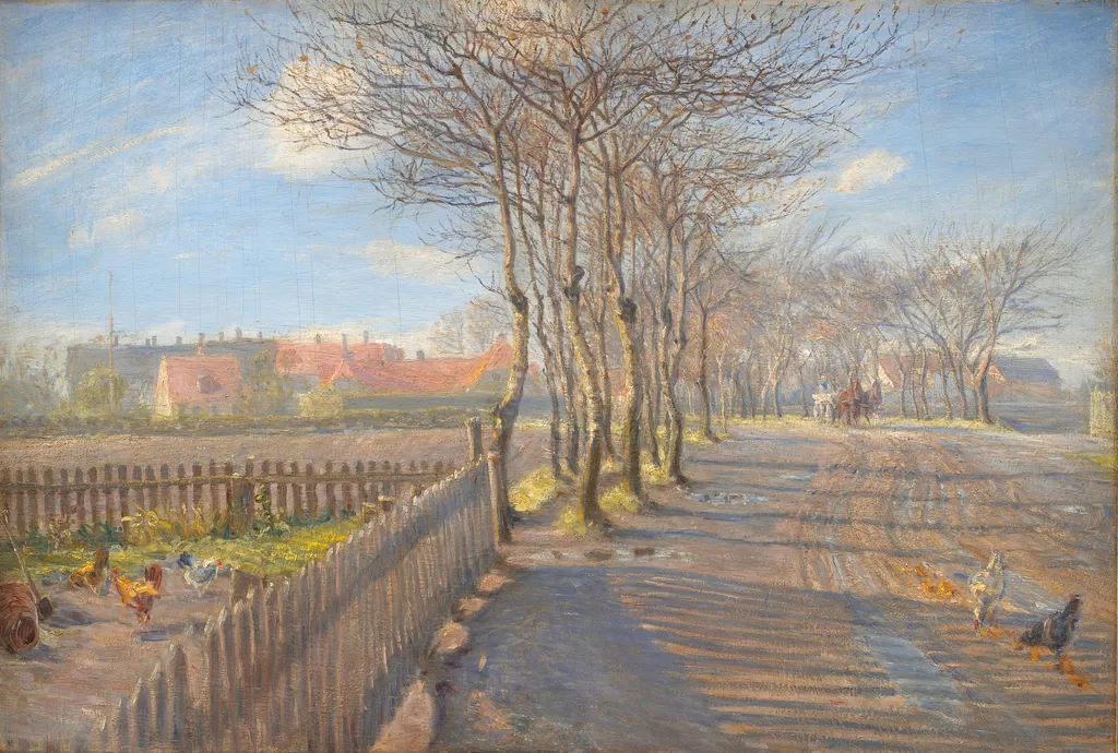 Country Lane with Trees. Kastrup, by Theodor Philipsen, oil, 1896