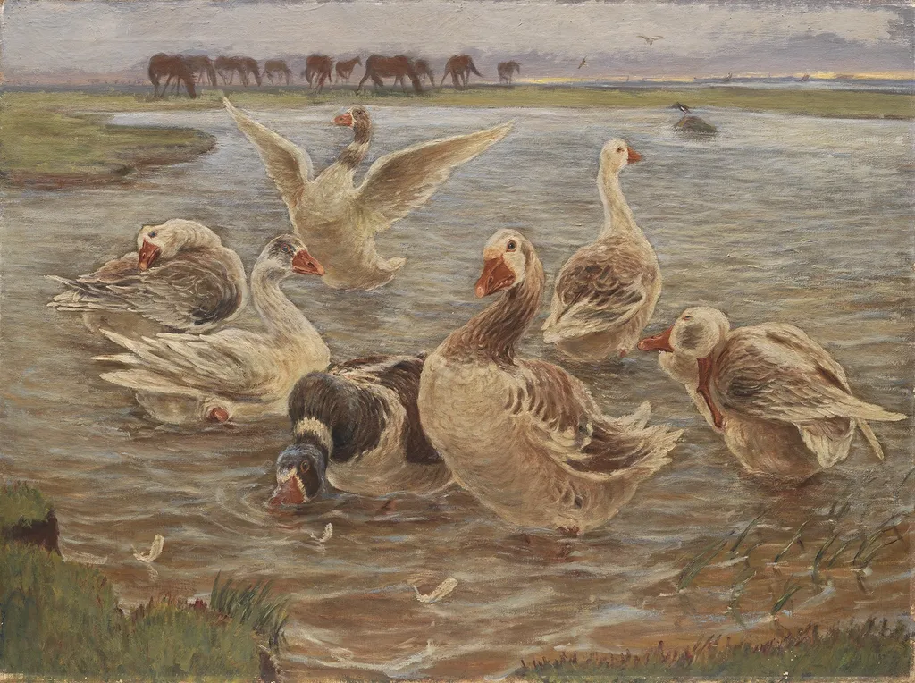 Geese on the Island of Saltholm, by Theodor Philipsen, oil, 1899
