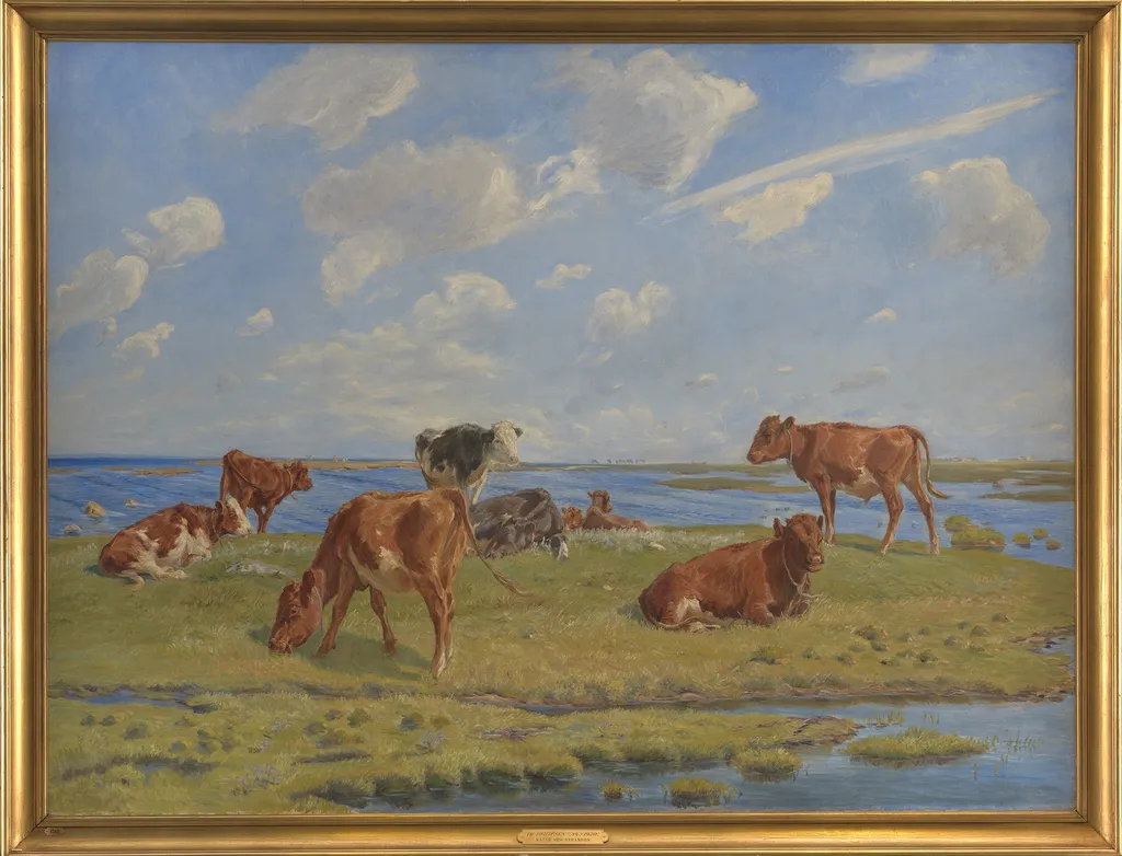 Kalve ved stranden, by Theodor Philipsen, oil, 1898