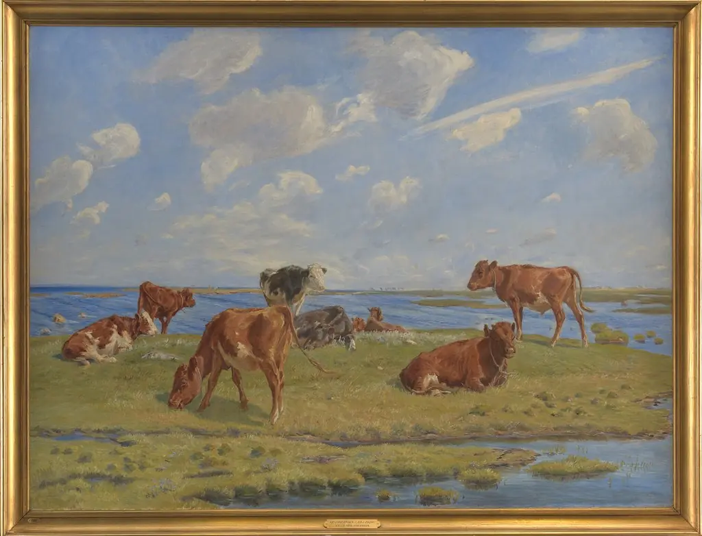 Kalve ved stranden, by Theodor Philipsen