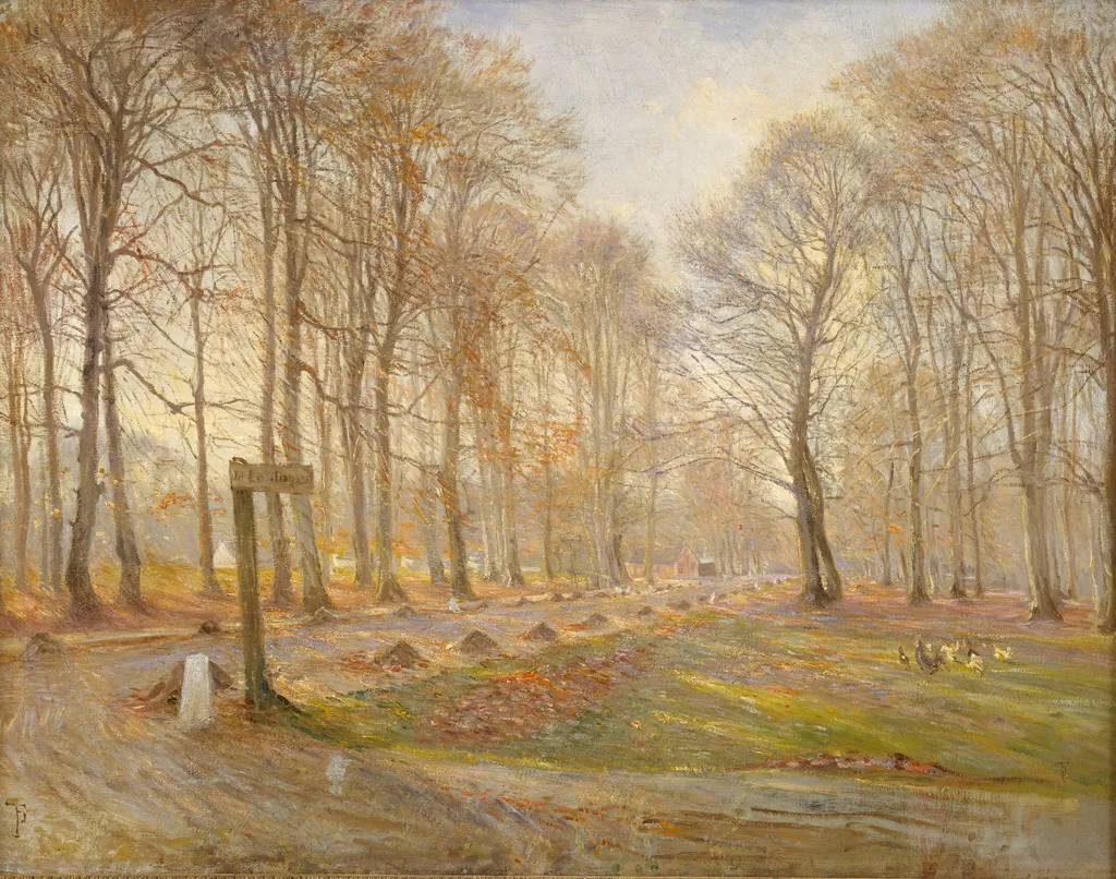 Late Autumn Day in the Jægersborg Deer Park, North of Copenhagen, by Theodor Philipsen, oil, 1894