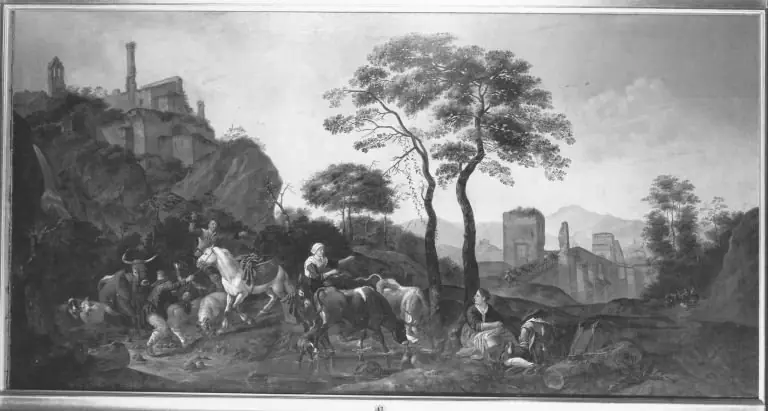 Italienische Landschaft mit Vieh, by Theodor Roos