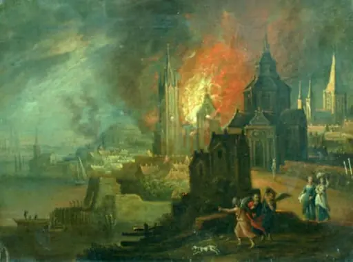 Oraș în flăcări, by Theodor van Heil
