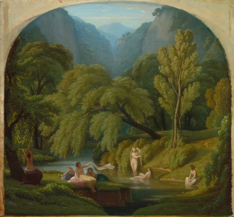 The Bathers, Souvenir of the Banks of the Anio River at Tivoli, by Théodore Caruelle d'Aligny, unspecified, 1860
