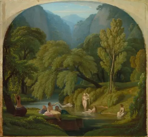 The Bathers, Souvenir of the Banks of the Anio River at Tivoli, by Théodore Caruelle d'Aligny